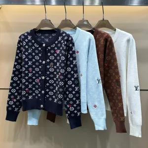 Luxury Louis Vuitton Jacquard Long-Sleeved Cardigan