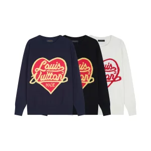 Luxury High Quality Louis Vuitton Long-Sleeved Blue Wool Blend Jacquard