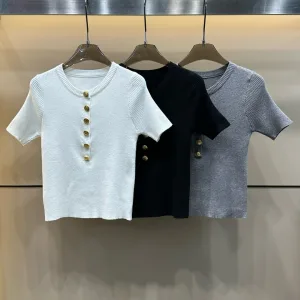 Luxury Chanel Gold Short Sleeves