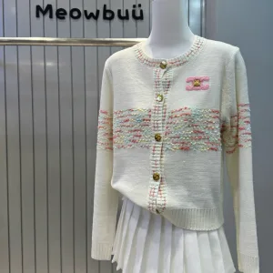 High Quality Celine Gold Long-Sleeved Cardigan