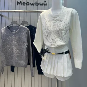 Aaa Designer Dior Stone Long-Sleeved Sweater