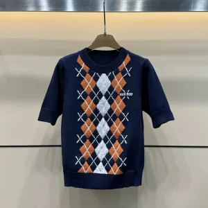 High Quality Miu Miu Diamond Short Sleeves
