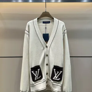 Designer Aaa Louis Vuitton Jacquard Long-Sleeved Cardigan