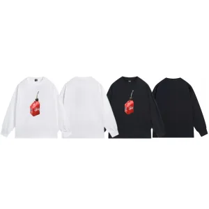 High Quality Stussy Long-Sleeved T-Shirt Ash Cotton Pure Combed Streetwear Autumn
