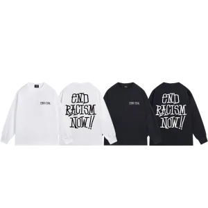 Reps Designer Stussy Long-Sleeved T-Shirt Ash Cotton Pure Combed Streetwear Autumn Early