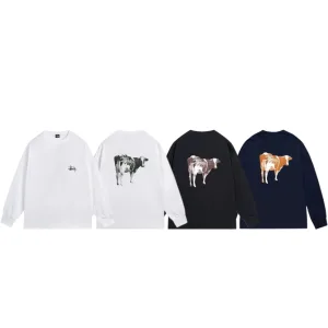 Reps Stussy Long-Sleeved T-Shirt Ash Cotton Pure Combed Streetwear Autumn Early