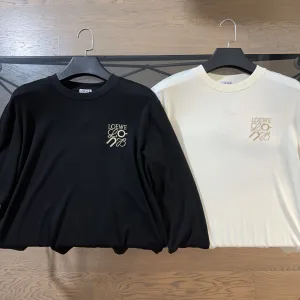 High Quality AAA Loewe Long-Sleeved Shirts Black Cotton Piqu Autumn Embroidery