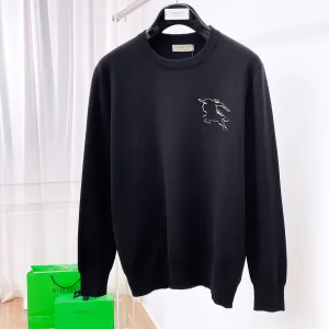 Designer Burberry Long-Sleeved Sweater Ash Wool Cashmere