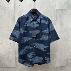 Designer High Quality Louis Vuitton Cotton Short-Sleeved Shirt For Fall