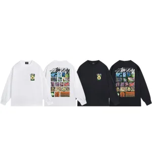 Reps Designer Stussy Long-Sleeved T-Shirt Ash Cotton Pure Combed Streetwear Autumn Early