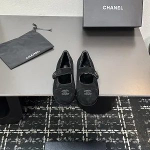 Designer Super Clone Chanel Flat Shoes Wool Genuine Leather Suede Autumn Winter