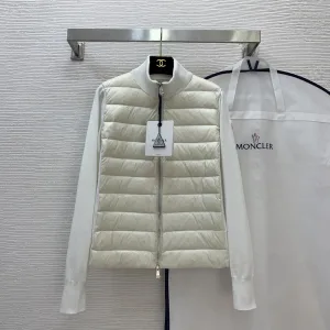 Super Clone AAA Moncler Long-Sleeved Down Jacket Pink Goose Knitted Fabric Slim Fit Patch