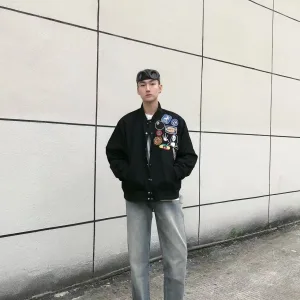 AAA Stussy Jacket Red Cotton Pure Twill Jacquard Fabric Spring Thickened Yarn Patch