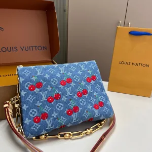 Luxury Louis Vuitton Denim Throw Pillow