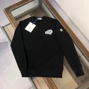 High Quality Monk Long-Sleeved Sweatshirt Black Cotton Autumn Winter Embroidery