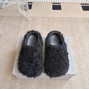 Super Clone Balenciaga Slippers Ash Wool Summer Winter