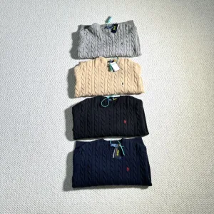 Reps Luxury Ralph Lauren Sweater Red Wool Blend Cable Knit Keep Warm Exquisite Workmanship Understated Luxury Lightweight And Breathable Embroidery
