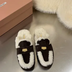 Luxury High Quality Miu Miu Wool Slippers For Autumn