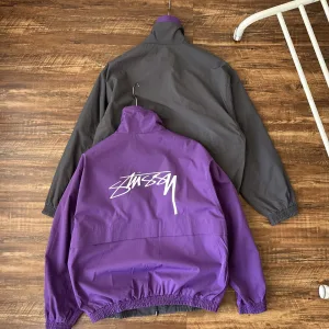 Luxury High Quality Stussy Coat Red Spring Embroidery Color Blocking Zippered Pocket