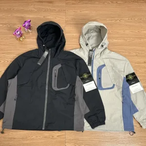 Reps Designer Stone Island Jacket Red Nylon Exquisite Workmanship Street Style Color Blocking