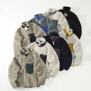 Designer AAA Patagonia Outerwear Red Wool Lambswool Polyester Nylon Fleece Mesh Plain Weave Autumn Winter And Elastic Stitching