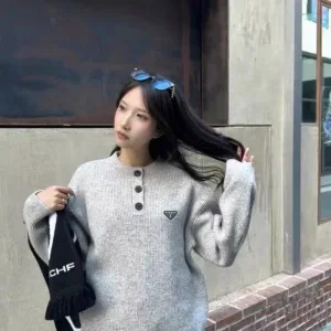 AAA High Quality Prada Sweater Yellow Relaxed Fit