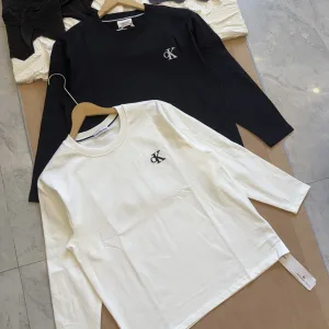 High Quality Super Clone Calvin Klein Long Sleeves Red Cotton Silk Autumn Skin-Soft Embroidery