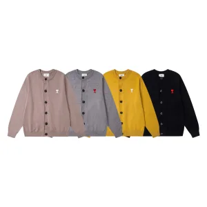Reps Ami Shirts Red Cotton Pure Wool Down Polyester Jacquard Street Style Embroidery
