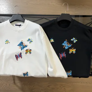 High Quality Louis Vuitton Long-Sleeved Black Eva Cotton Pure Twill Autumn Winter Embroidery