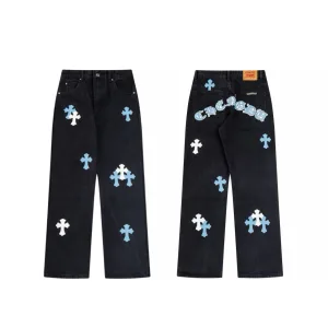 AAA Chrome Hearts Trousers Blue Eva Denim Understated Luxury Exquisite Tailoring Patch