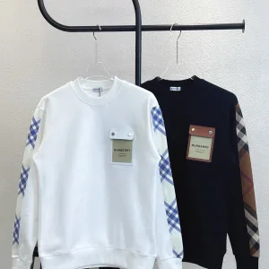 Reps Designer Burberry Sweatshirt Ash Cotton Twill Patch