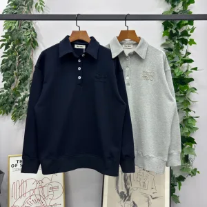 AAA Miu Hoodie Red Cotton Strict Quality Control Autumn Embroidery