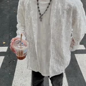 High Quality Dior Shirts Black Jacquard Spring Summer