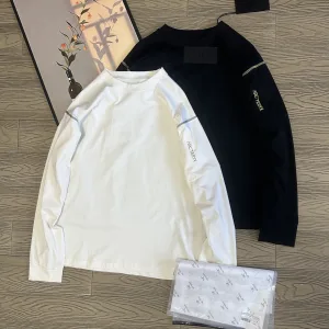 Designer Archaeopteryx Long-Sleeved T-Shirt Black Cotton Combed Street Style Double Needle Stitching Patch