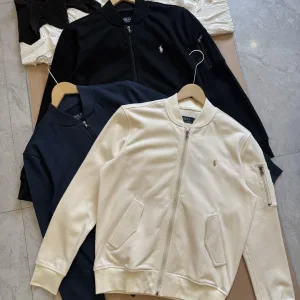High Quality Reps Ralph Lauren Coat Red Cotton Clean Lines Crisp Silhouette Embroidery Zippered Pocket