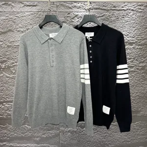 High Quality Thom Browne Ruler Red Fleece Jacquard