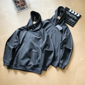 Luxury Designer Fendi Hoodie Ash Cotton Pure Embroidery Patch