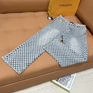 High Quality Louis Vuitton Jeans Red Cotton Pure Jacquard Denim Simple And Versatile Pattern