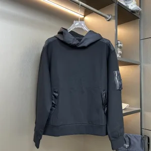 Super Clone High Quality Prada Long-Sleeved Ash Cotton Silk Nylon Fleece Patch