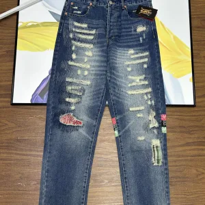 AAA Designer Levi'S Jeans Red Enzyme Washing Embroidery Patch