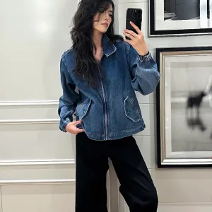 High Quality Ralph Lauren Coat Blue Autumn Mid-Autumn Embroidery