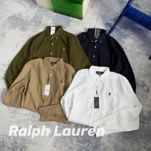 Super Clone Ralph Lauren Shirts Red Neutral Cotton Linen And Daily Commute Light Business Street Style Retro Workwear Classic Elegant Autumn Embroidery