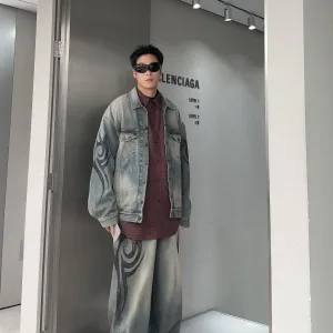 Super Clone Balenciaga Coat Red Denim Winter