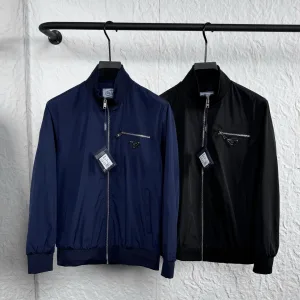 Reps AAA Prada Outerwear Red Gabardine Street Style Sophistication Spring Autumn