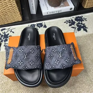 High Quality Louis Vuitton Canvas Slippers