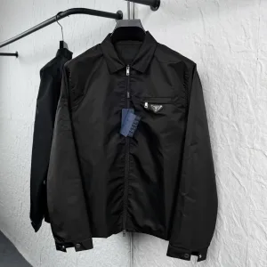 High Quality Prada Jacket Black Nylon Fabric Exquisite Workmanship