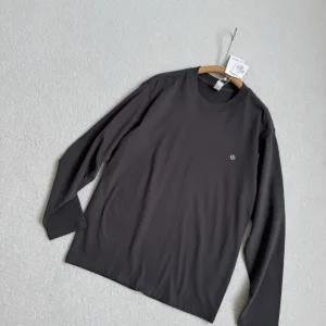 High Quality Lululemon Long-Sleeved T-Shirt Black Cotton Pure Autumn Winter Brushing Process