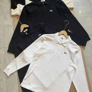 Designer Super Clone Lacoste Long-Sleeved Black Cotton Pure Piqu Clean Lines Spring Summer Autumn Winter And Slim Fit