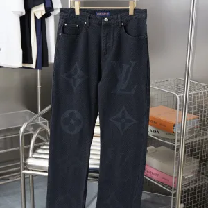 Luxury Designer Louis Vuitton Pants Ash Jacquard Denim
