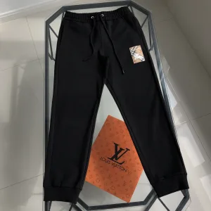 Luxury Designer Burberry Sweatpants Black Cotton Pure Autumn Winter Embroidery